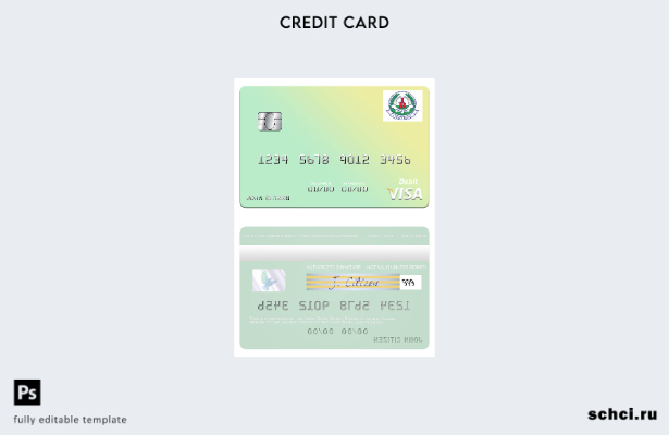 скачать в цифровом формате шаблон дебетовой карты Visa Южного Судана Ivory Bank